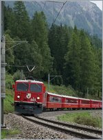 RhB Ge 4/4 I 602 and 603 with a fast train to St Moritz by Bergün.
