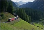The RhB Ge 4/4 III 642 with an Fast Train from St Moritz to Chur over Bergün Bravougn.
