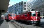 Ge 4/4 I and Ge 4/4 II in Chur with trains to Arosa. 
22.03.2008