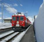 Ther is a lot of snow in the Bernian Ospizio Station on this 20th march 2009.