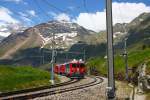 28.06.2011  ABe 4/4 55 leaves Alp Grm downhill on 6% towards Tirano