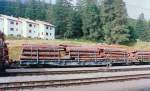 Rhaetian Railway - Flat Wagon R-w 8385 near station Pontresina, August 2000