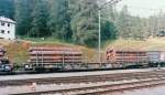 Rhaetian Railway - Flat Wagon R-w 8203 near station Pontresina, August 2000