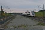 The world fastes train, the TGV 4402 (speed world record: 357.16 mph / 574.8 km/h) from Zürich to Paris is arriving at Belfort Montbéliard TGV.