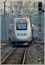 TGV POS A TGV POS is entering into the main station of Strasbourg on October 29th, 2011.