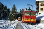 tpc--bvb-bex---villars---bretaye The HGe 4/4 N� 31 waits on the Col de Soud Station the BDe 2/2 from Villars. 
08.02.2010