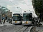 Tram Gent Trams N� 6323 and 6303 taken in front of the station Gent Sint Pieters on September 13th, 2008.