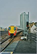 A old analog picture from a Class 458 South West Trains in Vauxhall.