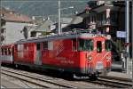 various A MGB local train to Zermatt is leaving the station of Brig on July 30th, 2007.