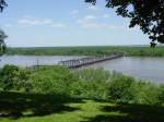 Various Burlington Northern Santa Fe bridge at Burlington, Iowa during the flood of 2008. June 17 photo.