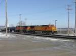 Various A pair of ex-Santa Fe BNSF diesel loks perform switching duty in the Burlington, Iowa yard, 3 Mar 2010.