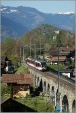 zb-zentralbahn-brunig Local train 7437 from Interlaken to Meiringen in Ringgenberg.
09.04.2011