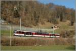 zb-zentralbahn-brunig A 'zb' local train 'Spatz' between Niederried and Ringgenberg. 05.02.2011