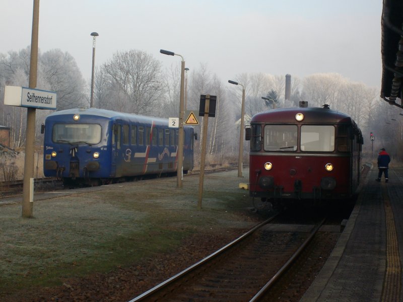 Triebwagentreffen in Seifhennersdorf SBE(Mandaubahn) im November 2008