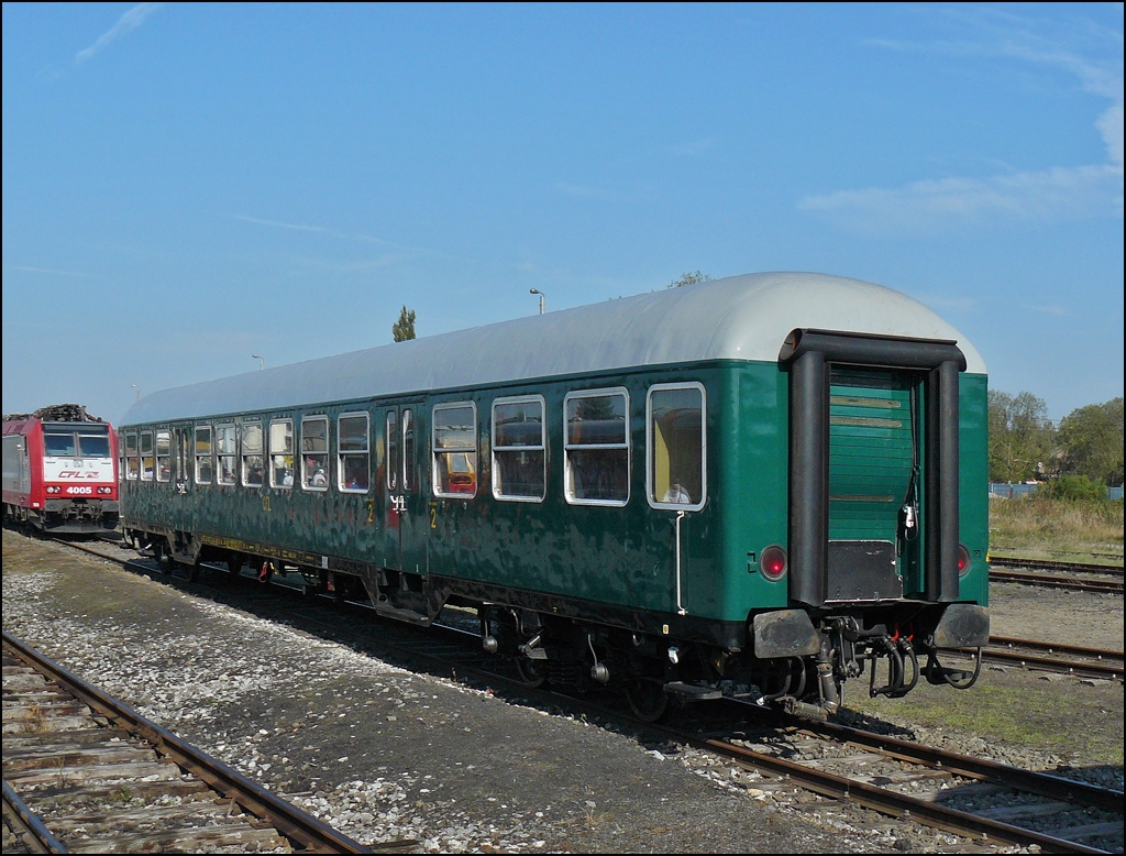 . A heritage Wegmann passenger wagon photographed in Mariembourg (B) on September 27th, 2009.