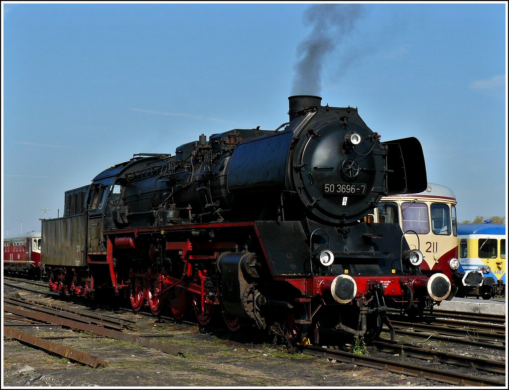 . The steam engine 50 3696-7 pictured in Mariembourg on September 27th, 2009.