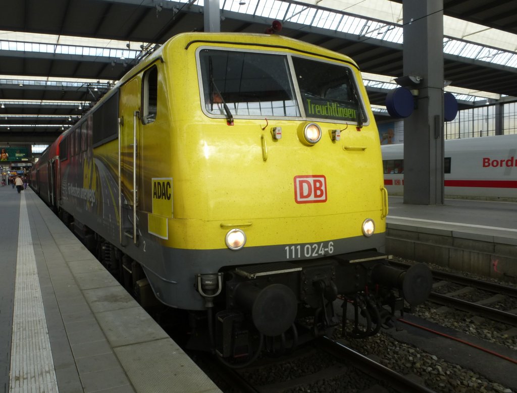 111 024-6 is standing in Munich main station on May 23th 2013.