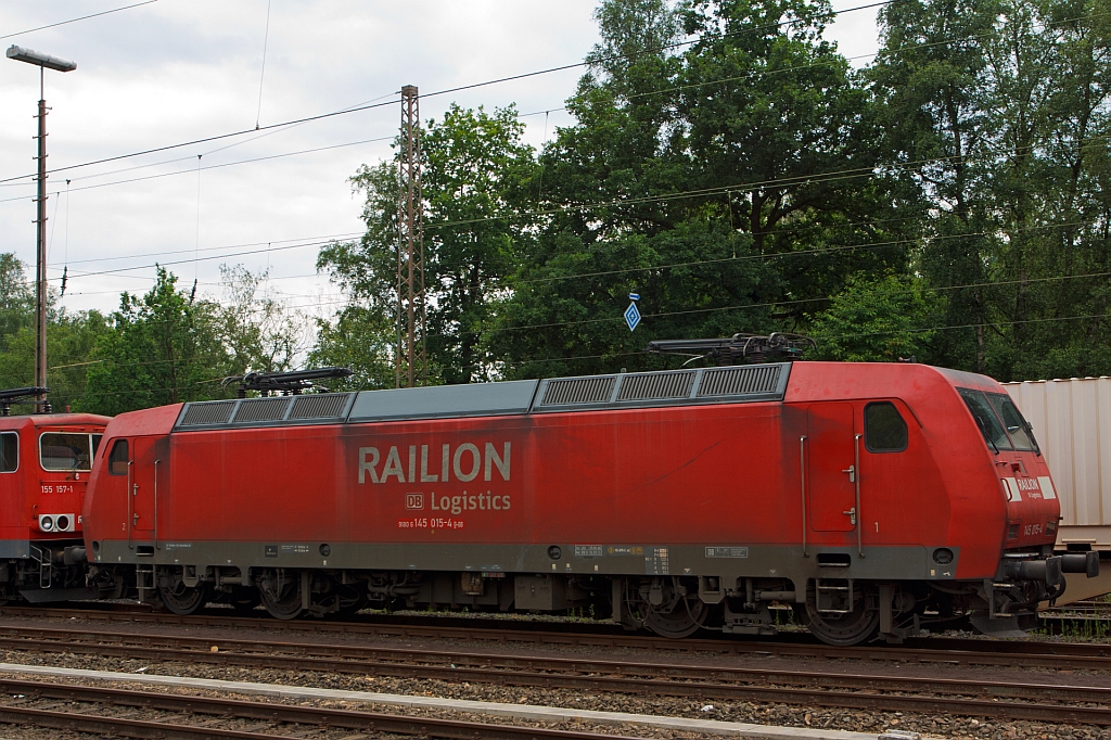 145 015-4 of the DB Schenker Rail parked on 14.01.2012 in Kreuztal.
