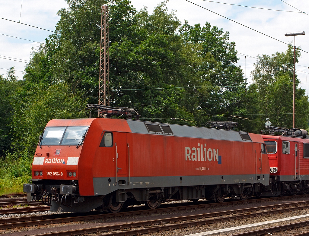 152 056-8 of the DB Schenker Rail parked on 14.01.2012 in Kreuztal.
