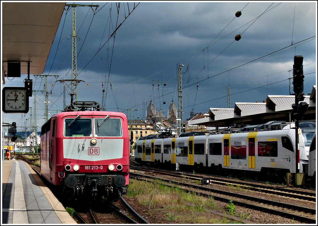 181 213-0 photographed at the main station of Koblenz on June 23rd, 2011.