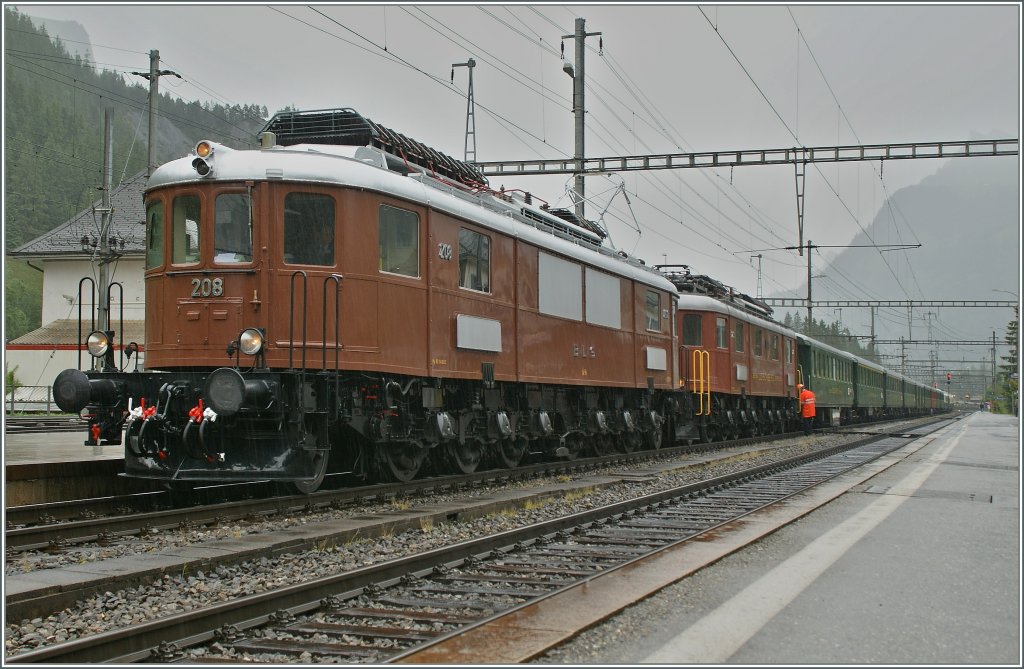  1913 - 2013: 100 years BLS  Ae 6/8 208 and 205 in Kandersteg. 
29.06.2013