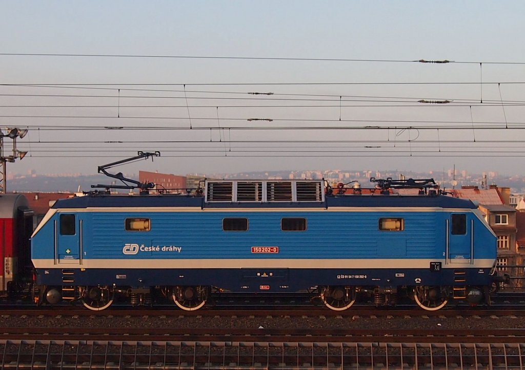 ČD 150 202 near the capital railway station Prague on the 19 Nov. 2012.