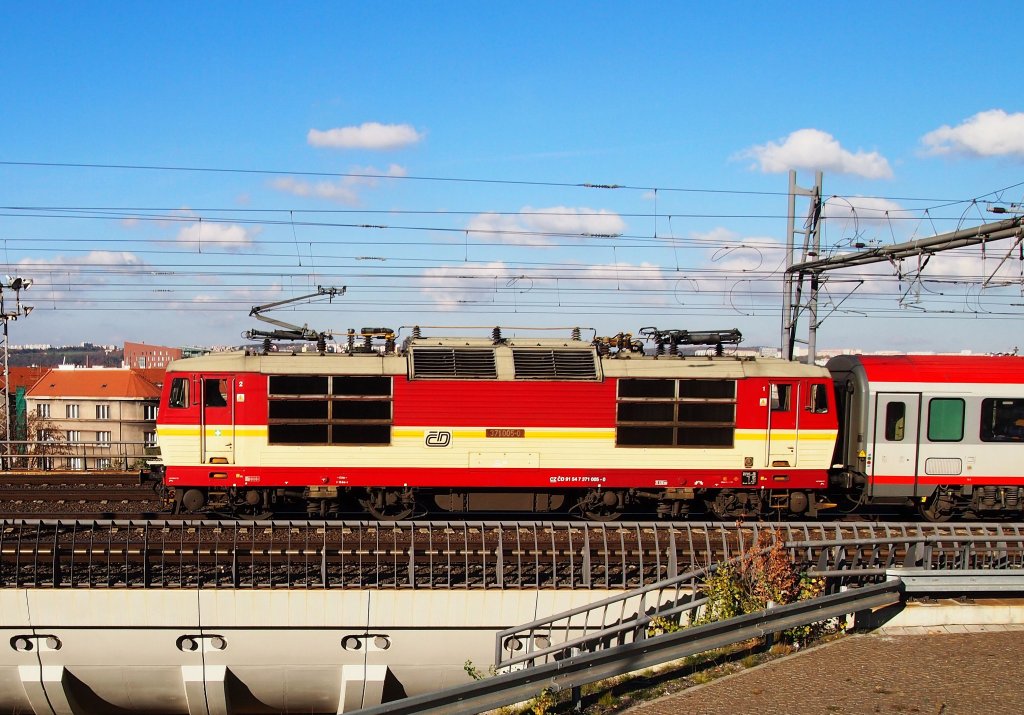 ČD 371 005 near the capital railway station Prague on the 31 Oct 2012.