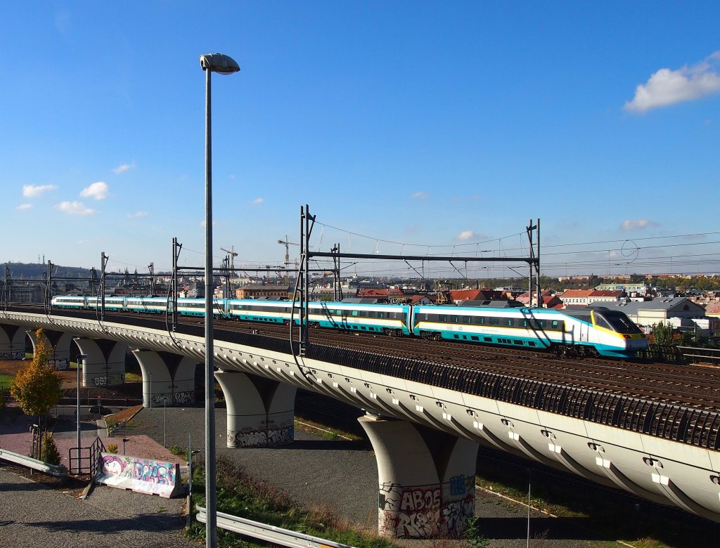 ČD 680 Pendolino near the capital railway station Prague on the 31 Oct 2012.