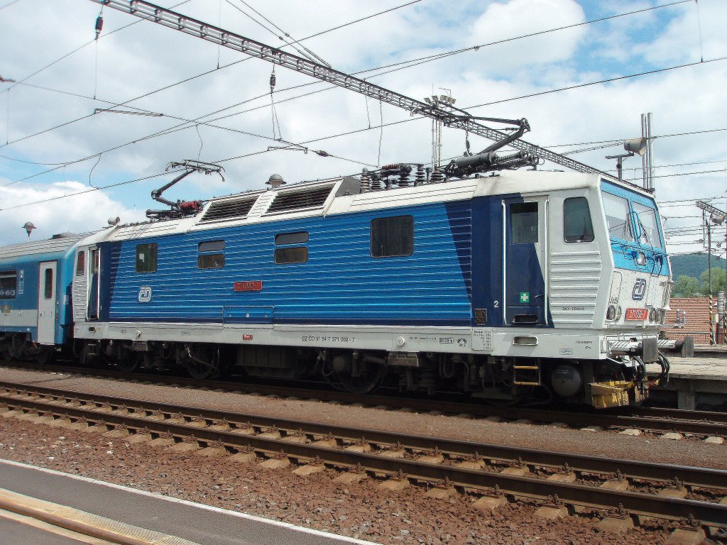 371 002 (nickname: Bastard)on the 12th of May, 2012 on the Railway station Děčn.