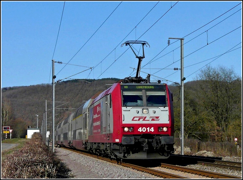 4014 with RB 3234 Wiltz - Luxemburg City pictured in Erpeldange/Ettelbrück on March 7th, 2010.