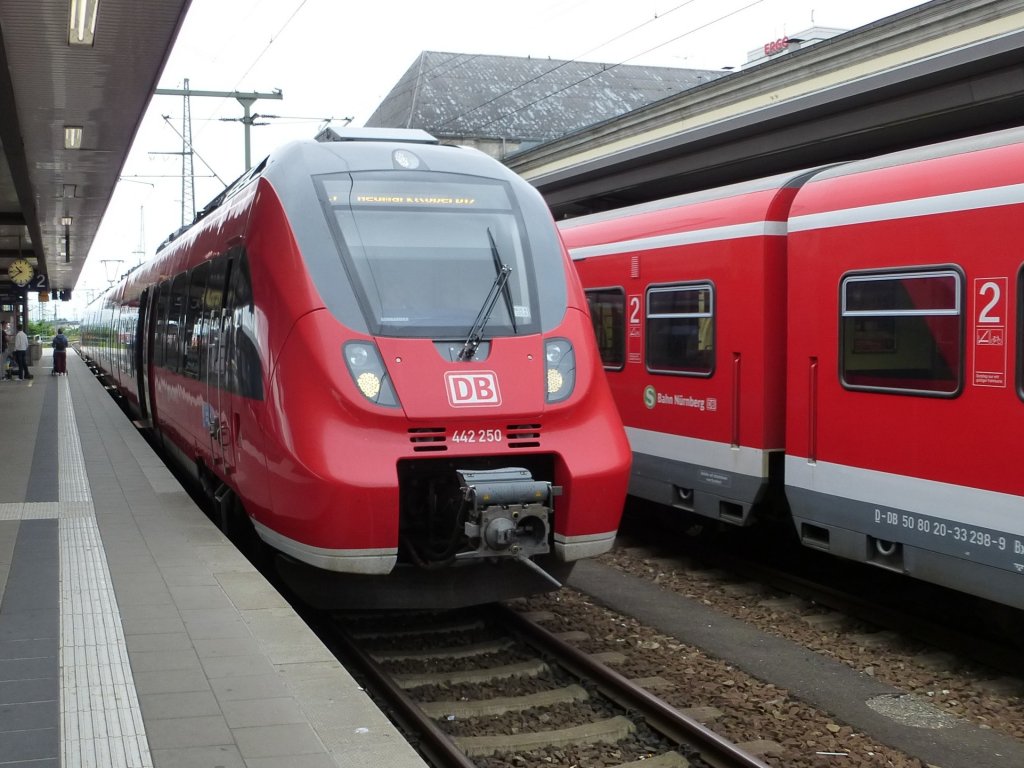 442 250 is standing in Nuremberg main station, June 23th 2013.