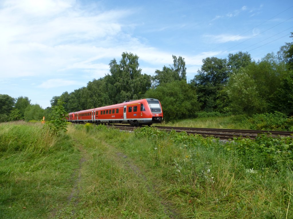 612 115 and 612 *** are driving in Oberkotzau on August 7th 2013.