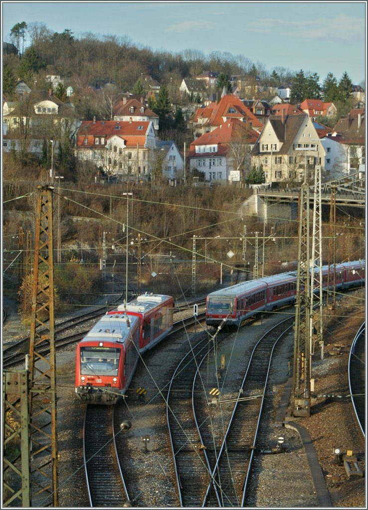 650 118 from Crailsheim is arriving at Ulm. 
14.11.2010