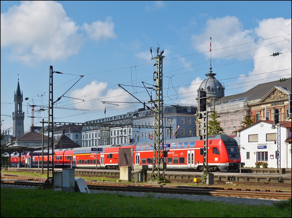 A Black Forest railway (Scharzwaldbahn) is leaving the station of Konstanz on September 13th, 2012.