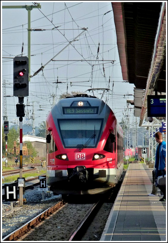 A DB Flirt is entering into the station of Rostock on September 24th, 2011.