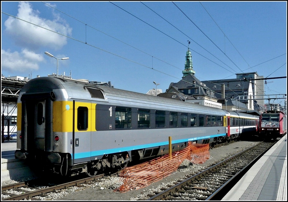 A first class SBB passenger wagon photographed in Luxembourg City on August 6th, 2010. 