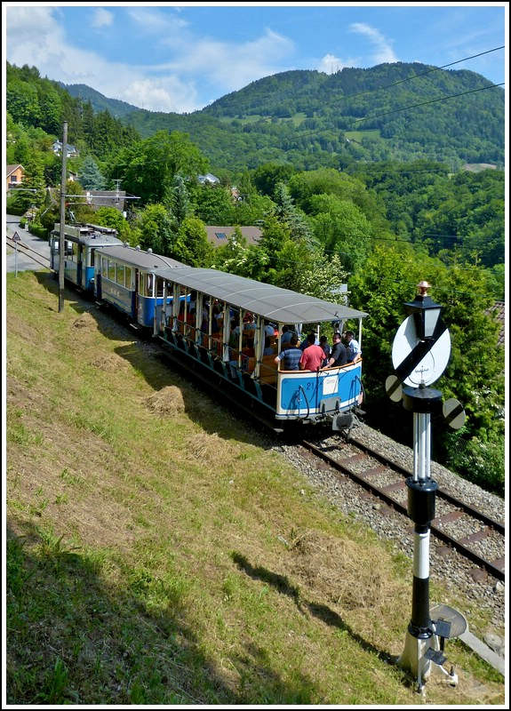 A hertiga train of the Blonay Chamby railway picutred in Blonay on May 27th, 2012.