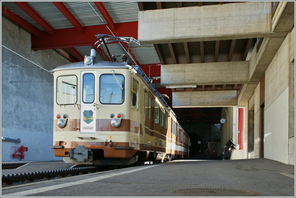 A-L BDeh 4/4 302 on the Leysin Feydey Station
25.8.2011