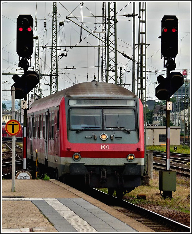 A local train from Trier is entering into the main station of Koblenz on June 26th, 2011 