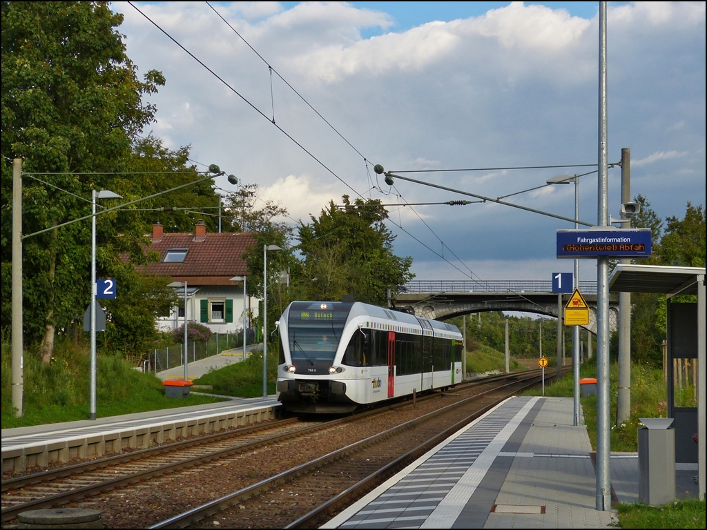 A local train to Blach is arriving in Bietingen on September 13th, 2012.