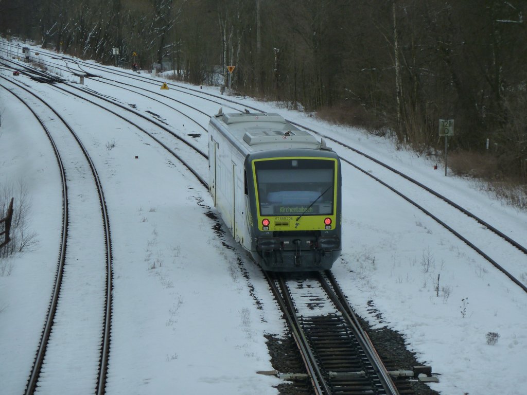 A lokal train (Agilis, VT 650.708) is driving by Oberkotzau on March 3rd 2013.