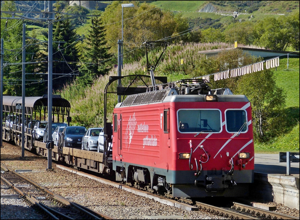 A MGB car train pictured in Realp on September 16th, 2012.
