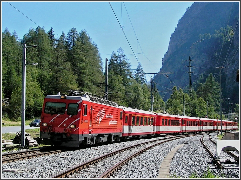 A MGB local train from Zermatt to Brig taken near Herbriggen on August 5th, 2007.