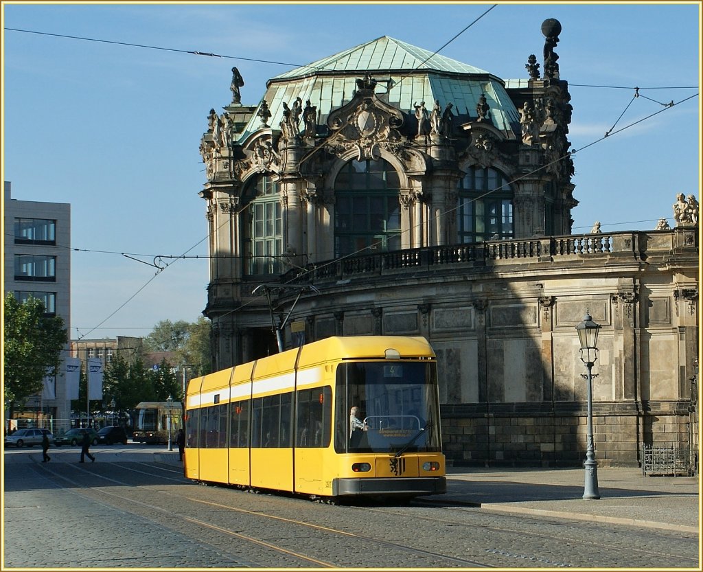A modern Dresden Tram in the old Town. 
23.09.2010
