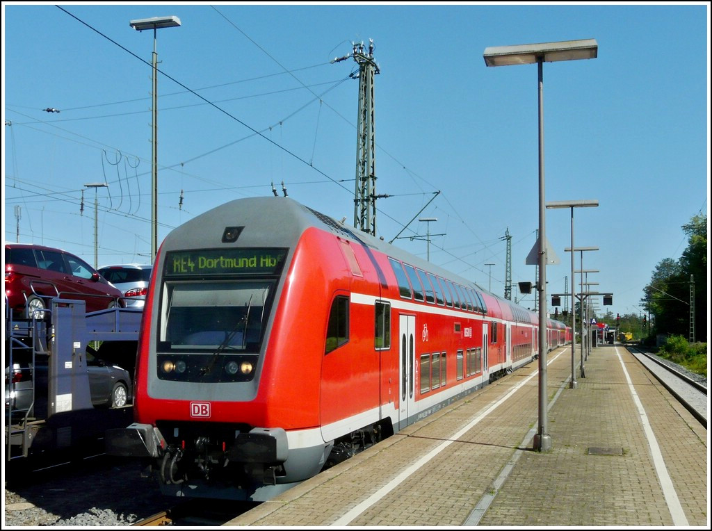 A push-pull train as RE 4 to Dortmund pictured in Aachen West on August 20th, 2011.