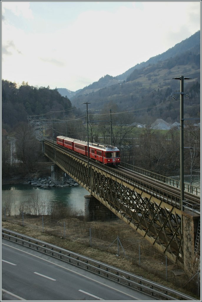 A RhB local Train by Reichenau Tamins. 15.03.2013
