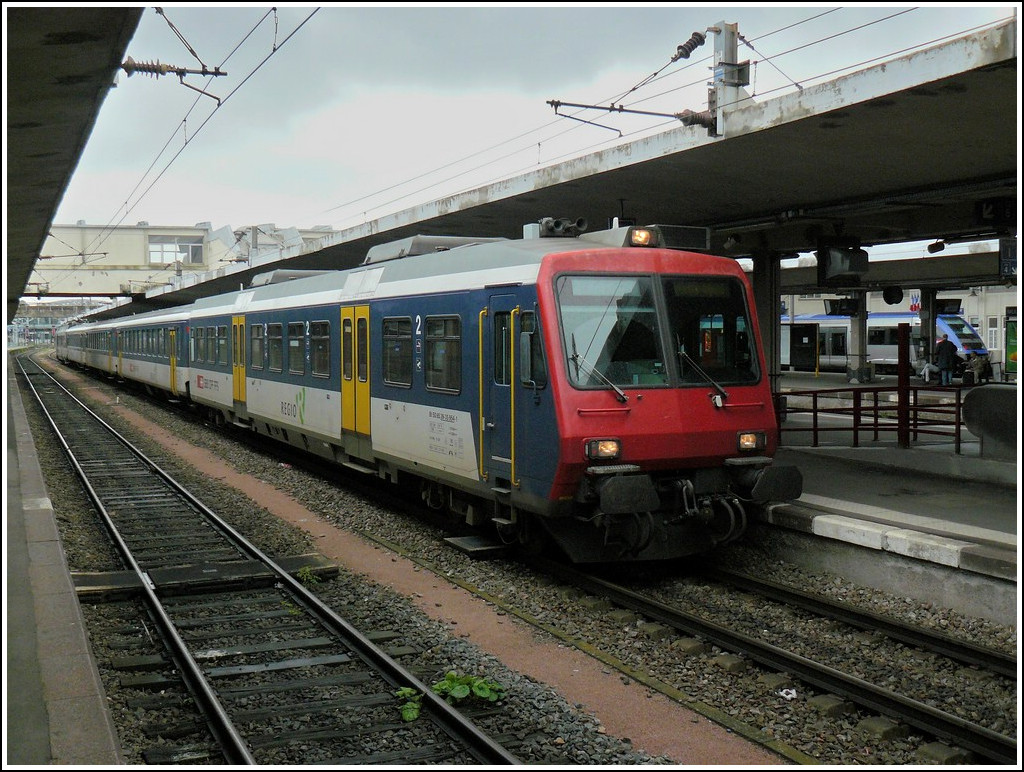 A SBB RBDe 4/4 as local train to Aarau taken in the main station of Mulhouse on June 19th, 2010.