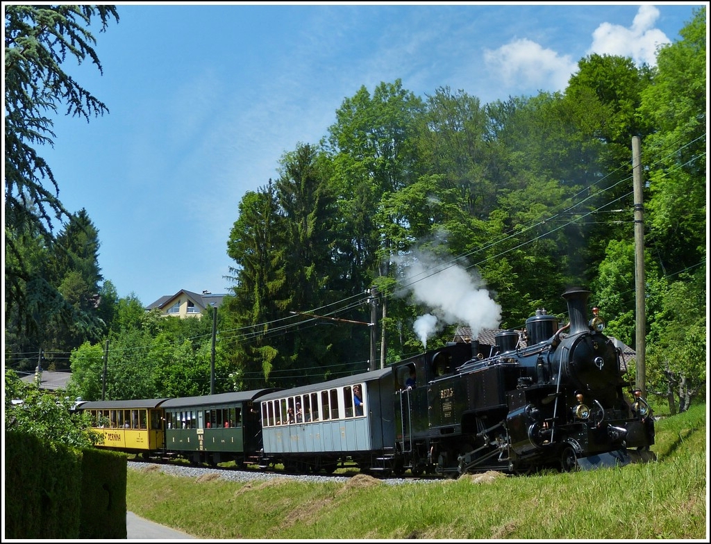 A steam train pictured on its way from Blonay to Chamby on May 27th, 2012.