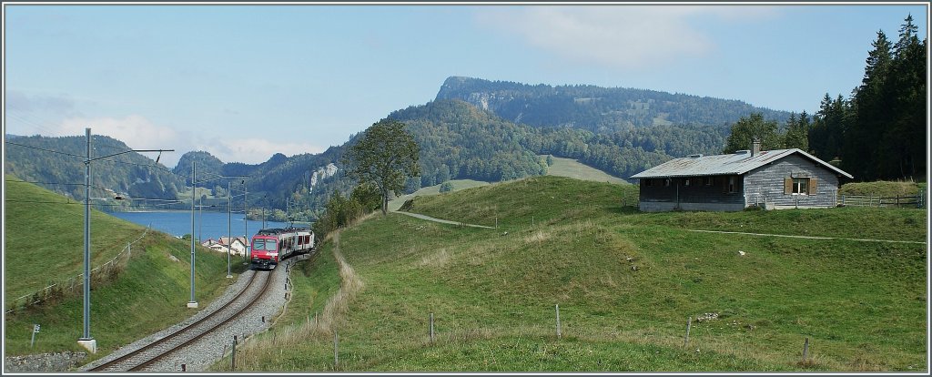A Travys (ex. PBr) loaal train to Vallorbe near Le Pont. 
04.10.2012