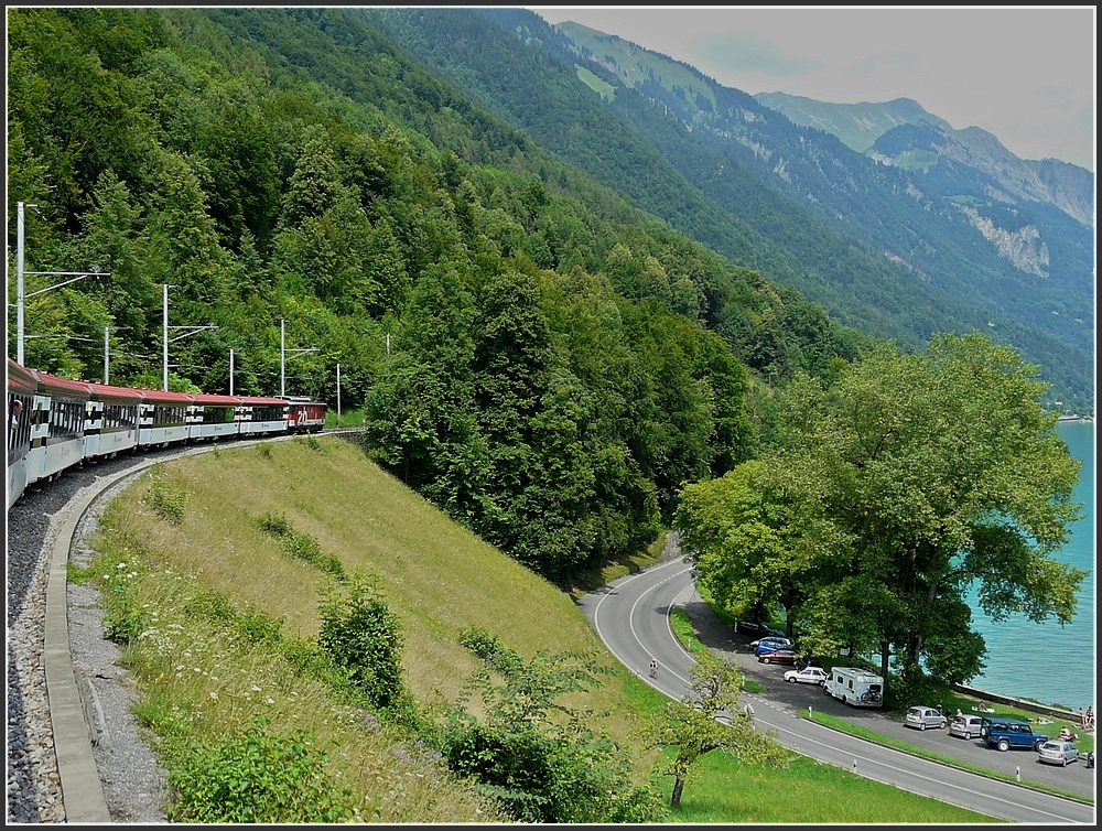 A ZB train is running between Interlaken Ost and Brienz on July 30th, 2008.